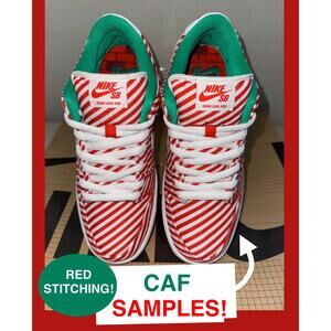 🔥CAF SAMPLES Nike SBs Dunk Low Pro Candy Canes 313170-613 MENS 9 CHRISTMAS